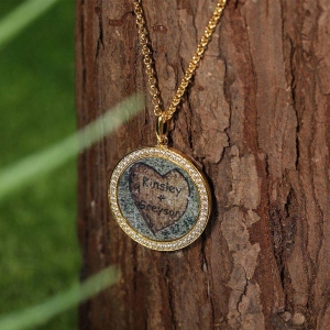 Personalized Beach and Forest Memory Necklace in Gold