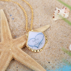 Personalized Beach Shell Necklace in Gold