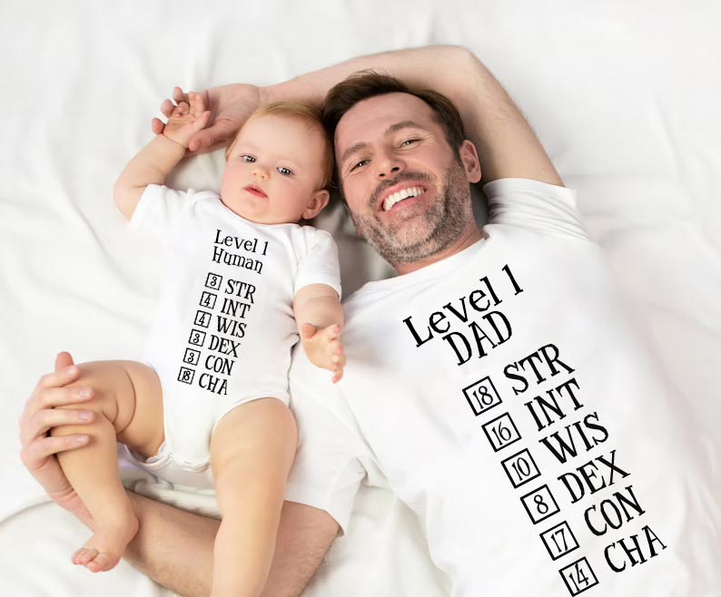 Parent-Child T-shirt Customized " Level 1 Human " T-shirt