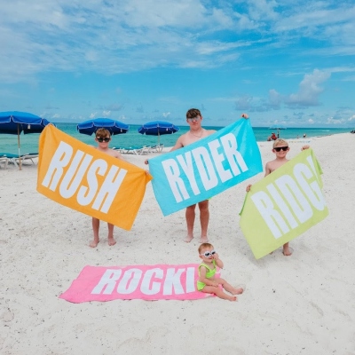 🎁Buy 2 FREE SHIPPING🎁 PERSONALIZED SOLID BOLD PREMIUM BEACH TOWEL