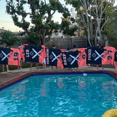 Personalized Baseball Beach Towel with Name, Customized Crossed Bats Team Towel, Custom Sports Team Bath Towel, Summer Vacation Gift Idea