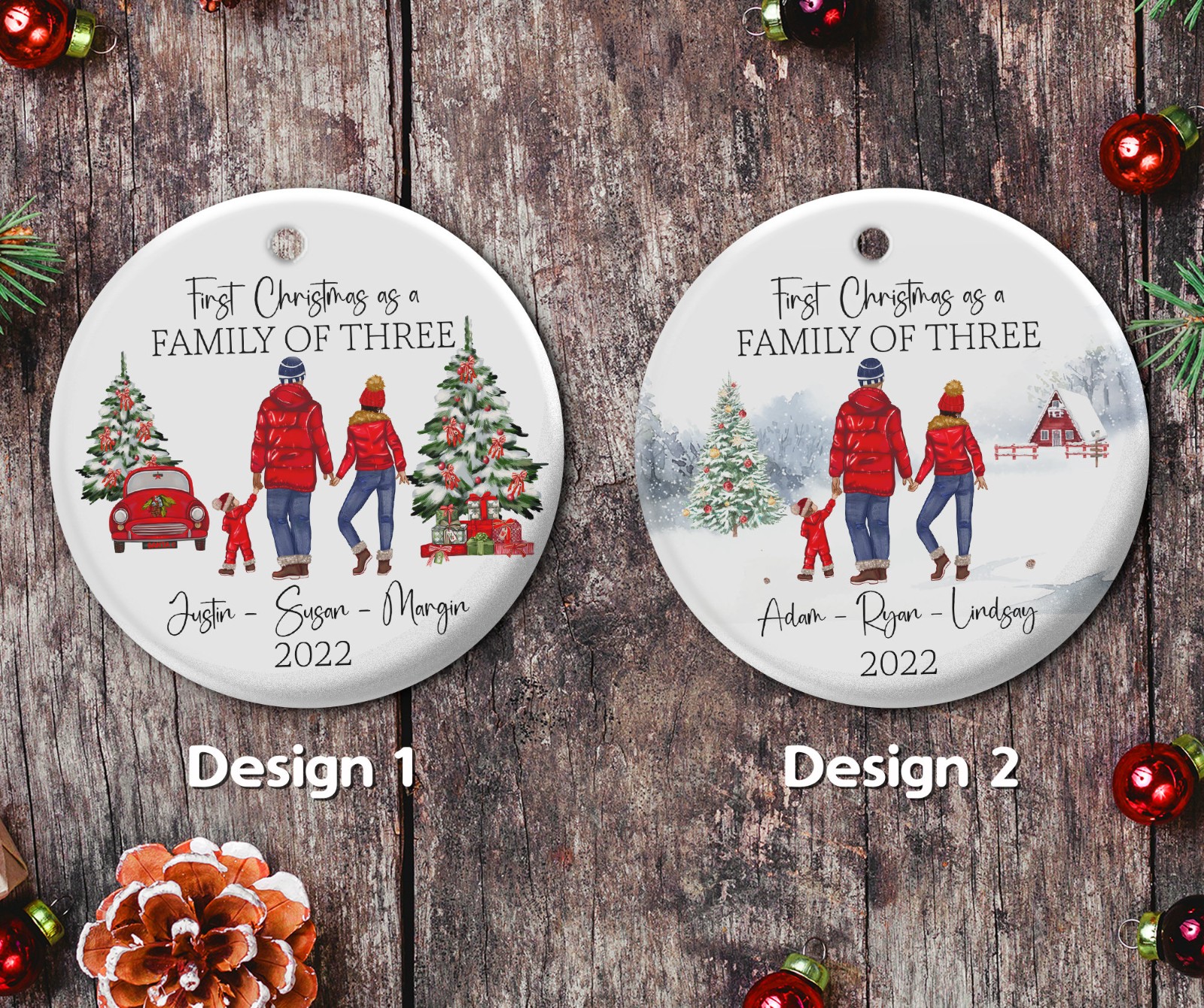 Personalized Our First Christmas As Mr And Mrs/ As Family Ornament, Married Couple Xmas Night Keepsake, Holiday Custom Name Photo & Figure Ornament