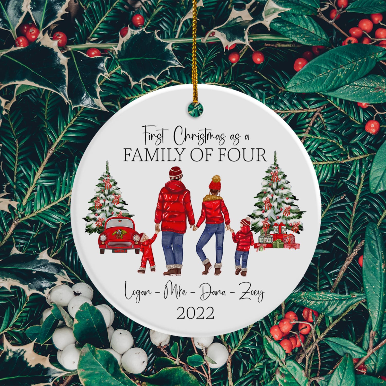 Personalized Our First Christmas As Mr And Mrs/ As Family Ornament, Married Couple Xmas Night Keepsake, Holiday Custom Name Photo & Figure Ornament