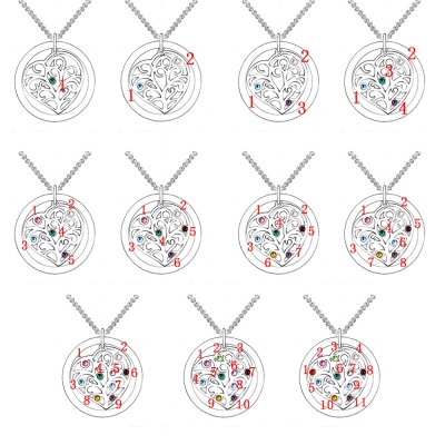 Personalized Family Tree Birthstone Necklace in Rose Gold