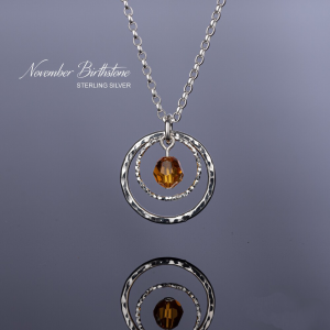 Sterling Silver Circle of Life Necklace, Birthstone Jewellery, Birthday Gift for Women