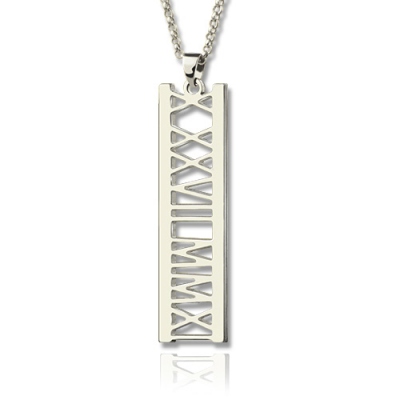 Sterling Silver Appealing Roman Numerals Special Date Necklace