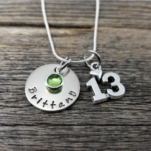 Birthday Necklace, Gift for Girl, Personalized Name Necklace with Birthstone