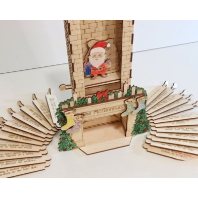 Santa in the Chimney, Christmas Advent Countdown Calendar, Laser Cutting