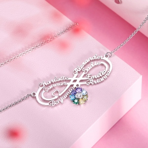 Personalized Infinity Name Necklace with Birthstone in Silver