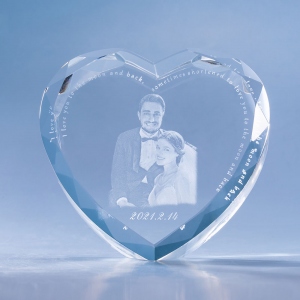 3D Photo Wave Line Heart Crystal Anniversary Gift For Her