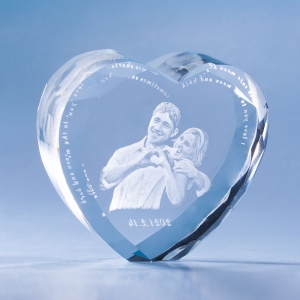 3D Photo Wave Line Heart Crystal Anniversary Gift For Her