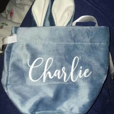 Personalized Easter Bag, Gift Bag, Velvet Bag, Easter Bunny