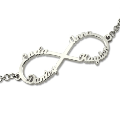 Ideal Sterling Silver Personalized Infinity Four Names Bracelet