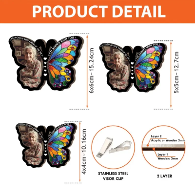 🔥Free Shipping🔥 Personalized I'm Always With You' Memorial Butterfly Photo Car Visor - Cherish Memories with a Custom Photo Design