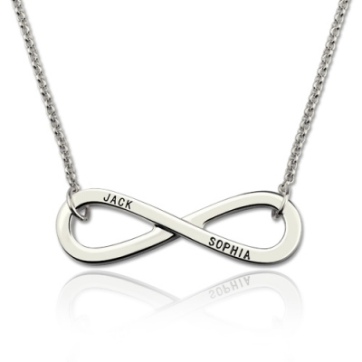Sterling Silver Stunning 2 Names Engraved Infinity Symbol Necklace