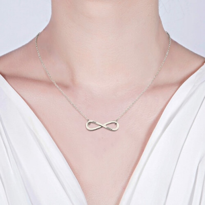 Sterling Silver Stunning 2 Names Engraved Infinity Symbol Necklace