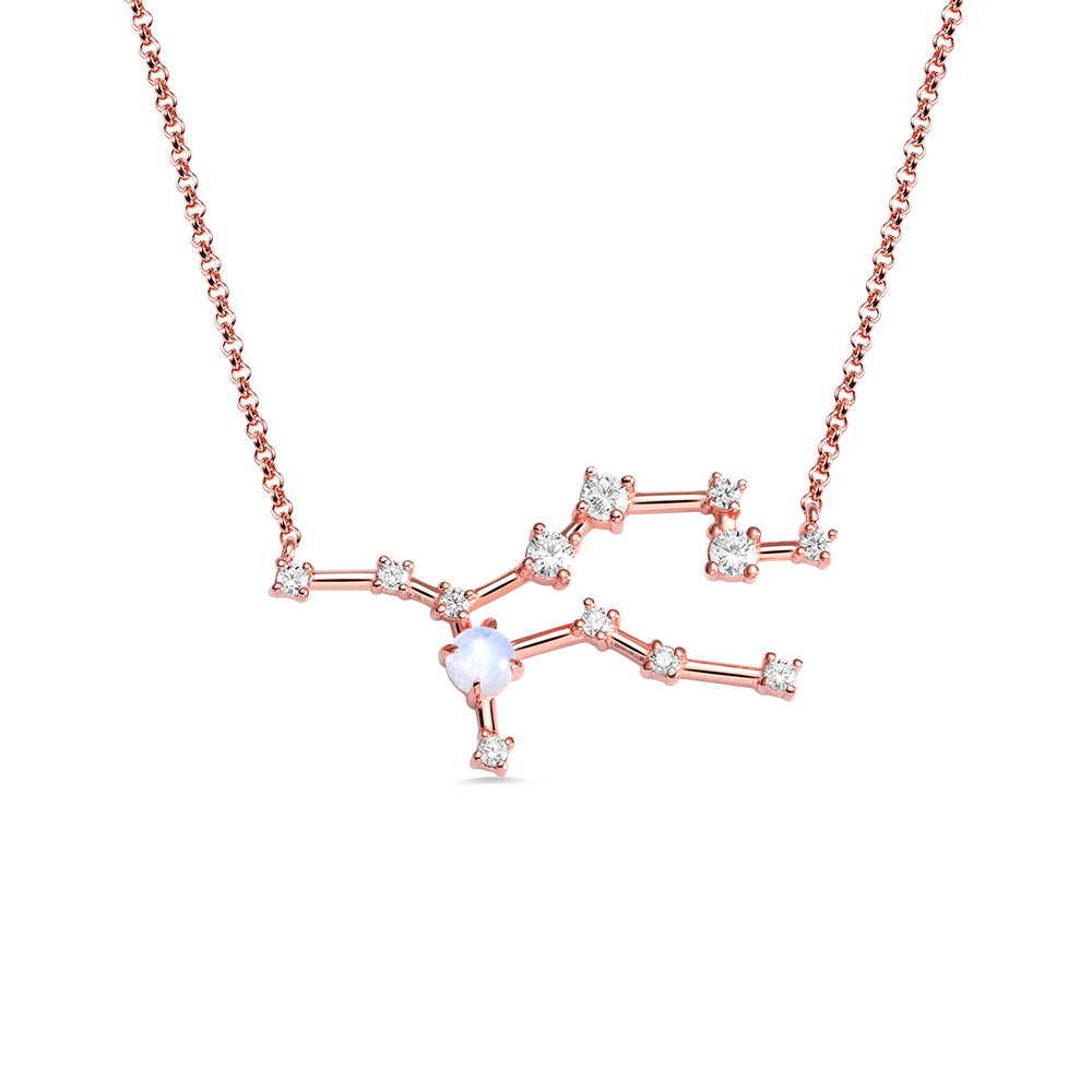 Colar Constelação Personalizada com Pedra da Lua em Ouro Rosa