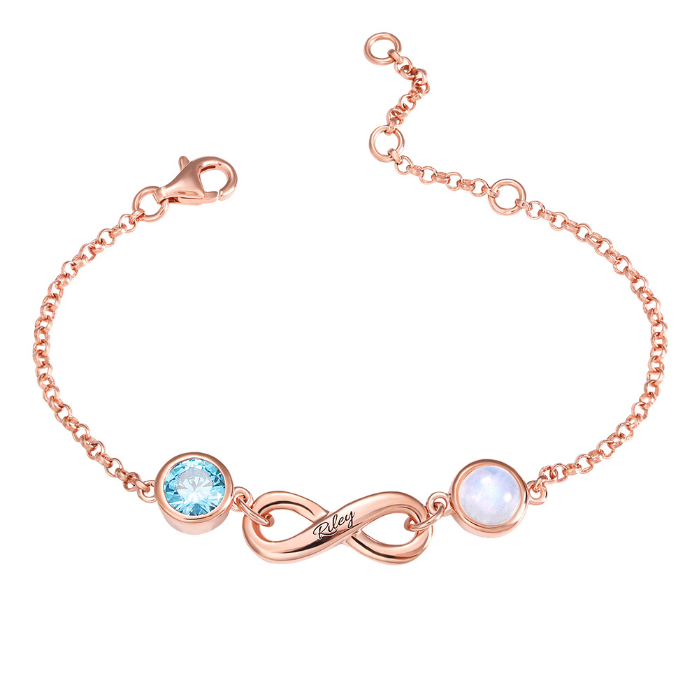 Pulseira de Moonstone Personalizada Infinity Love