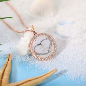 Personalized Beach and Forest Memory Necklace in Rose Gold