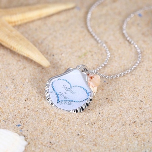 Personalized Beach Shell Necklace in Silver