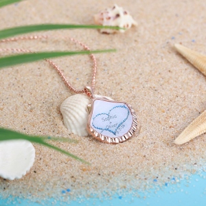 Personalized Beach Shell Necklace in Rose Gold