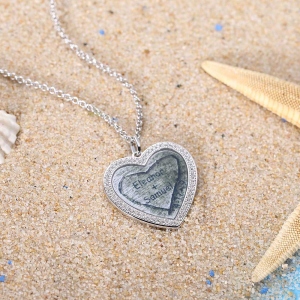 Personalized Heart Memory Necklace in Silver