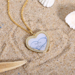 Personalized Heart Memory Necklace in Gold