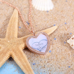 Personalized Heart Memory Necklace in Rose Gold