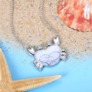 Personalized Crab Memory Necklace in Silver