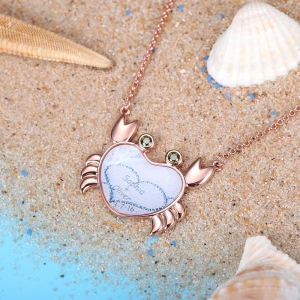 Personalized Crab Memory Necklace in Rose Gold