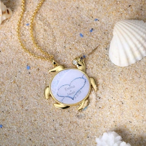 Personalized Turtle Memory Necklace in Gold