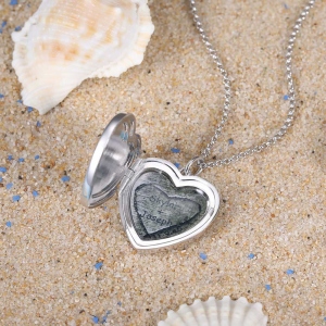 Personalized Heart Locket Memory Necklace in Silver