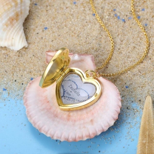 Personalized Heart Locket Memory Necklace in Gold