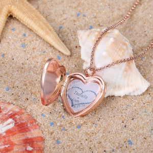 Personalized Heart Locket Memory Necklace in Rose Gold