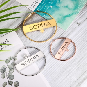 Personalized Name Hoop Earrings with Symbols
