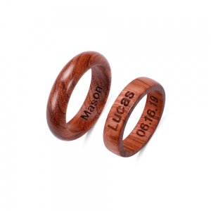 Engraved Wood Wedding Ring