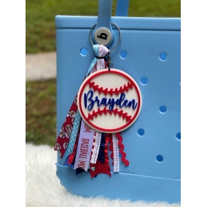 Custom school colors Baseball BOGG bag tag, BOGG bag charm, Baseball Mom accessories, Personalized bag tag, Simply Southern bag tag