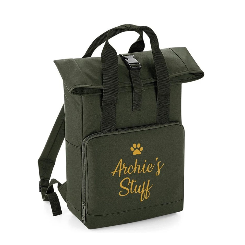 Personalised Doggie Roll,Top Bag , Doggie Bag , Daycare Bag , Paw Bag , Dog Bag , Personalised Bag , Backpack , Rucksack , Carry all