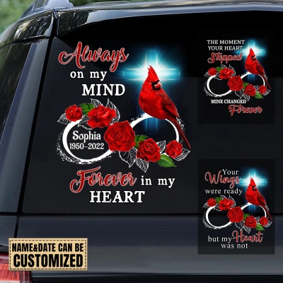 🎁Buy 2 FREE SHIPPING🎁Personalized Family Loss Cardinal Rose Infinite Love Decal Memorial Gift