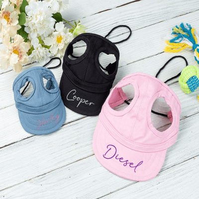 Embroidery Dog Sun Hat with Name, Custom Dog Baseball Cap, Personalized Dog Hat for Dog, Adjustable Dog Hat with Ear Hole, Dog Golf Cap Dog Gift