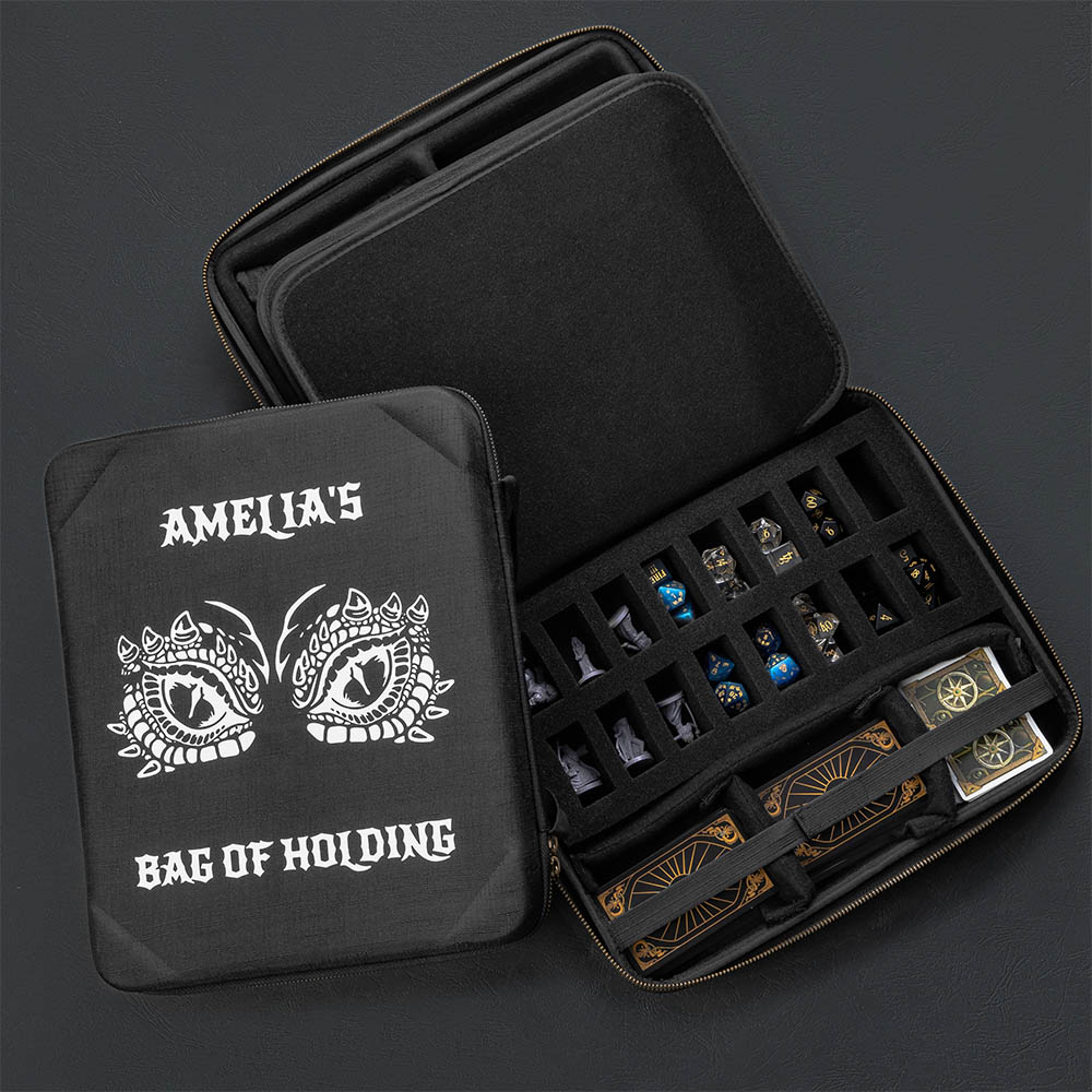 TTRPG Accessories Case for Dice and Miniatures I Custom Name RPG Bag of