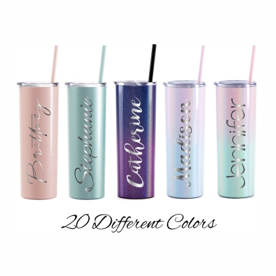 Personalized Tumbler with Straw, Insulated Tumbler, Custom Tumbler, Skinny Tumbler, Bridesmaid Proposal, Bridesmaid Gifts, Birthday Gift