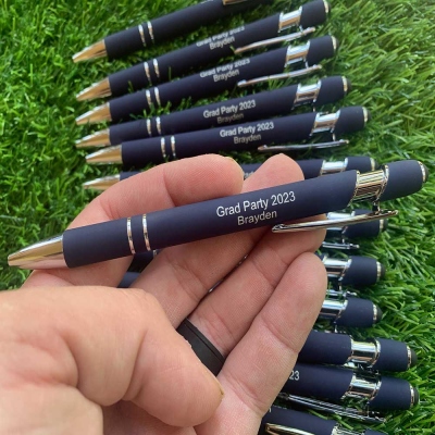 Personalized Laser Engraved Soft Touch Pens, Graduation 2023 Pens, Graduation Gift Bulk Custom Pens, Customized Ballpoint Pens, Set of 5