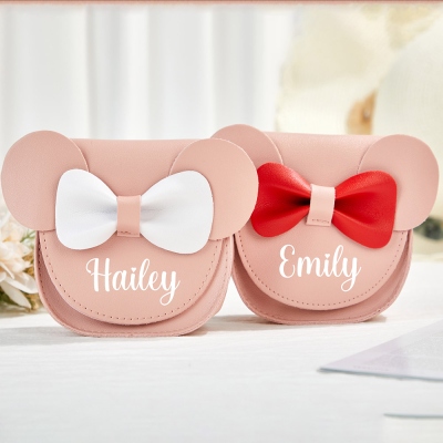 Personalized Mouse Purse, Custom Mini Leather Toddler Purse, Girls Mouse Purse, Kids Crossbody Bag, Birthday Gift, Little Girl Gift