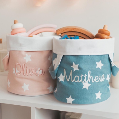 Personalized Diaper Basket Organizer, Custom Baby Shower Gift, Kids Toy Storage, Nursery Decor, Newborn Baby Gift, Embroidered Name Basket