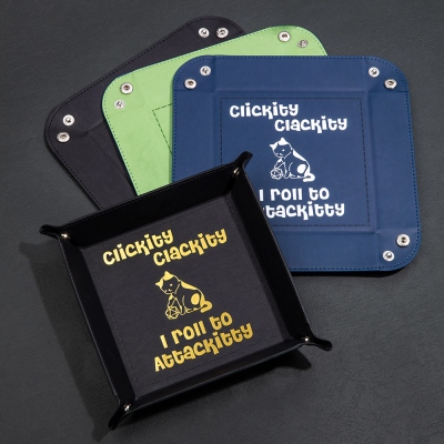Vegan Leatherette Dice Tray for Cat-Loving DND Players, Dice Roller, Dice Rolling Tray, Cat Dice Tray