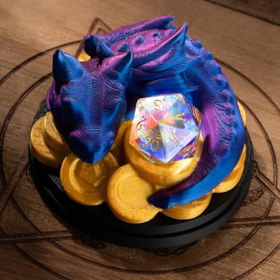 Gradient 3D print Dice Jail, Sleeping Dragon Baby Dice Guardian, Dice Prison, DND Gifts