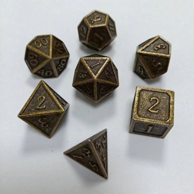 Rustic Copper Metal DND Dice Set, Metal Dice Set, Antique Dice, Polyhedral Dice Set, Brass Dice, Bronze Dice, Ancient Dice, Copper Dice, Rustic Dice