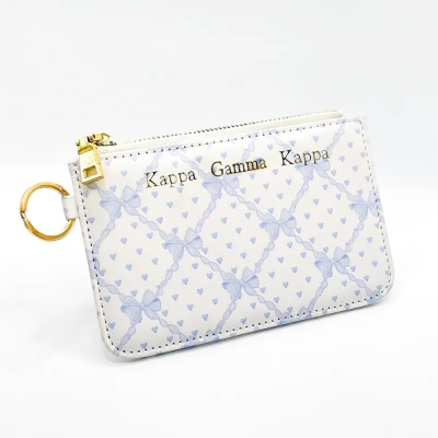 Sorority Bow and Heart Key Pouch, Custom Greek Gift, Initiation Gift, Big Little Gift, Bid Day Gift, Sorority Gift, Card Case, Key Pouch
