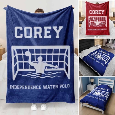 Custom Water Polo Goalie Goal Keeper Personalized Name School Blanket End of Year Senior Keepsake Coach Gift Ideas Player Team Gift W1